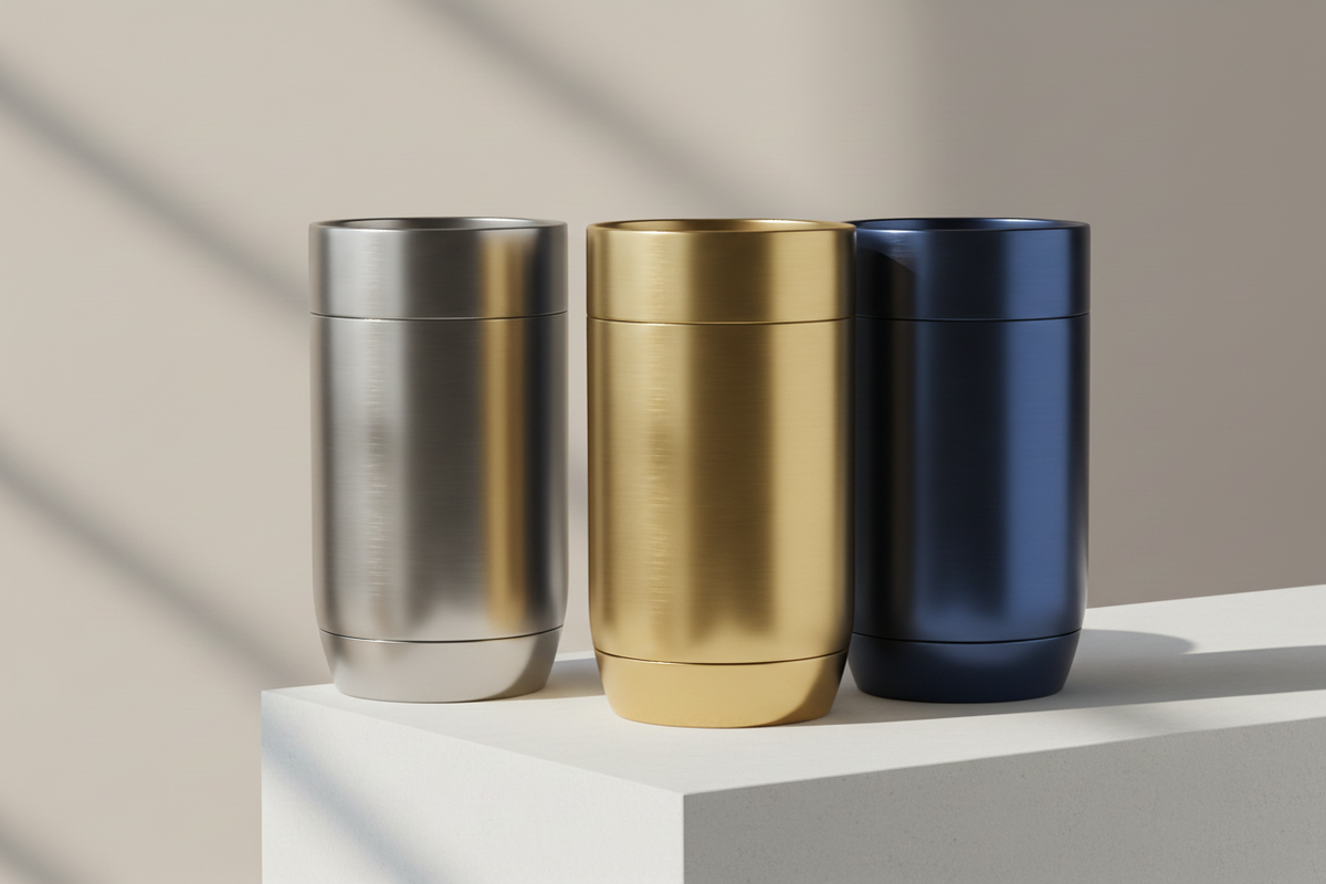 could you display 3 tumblers in the same background, showing the silver, gold and midnight blue color 